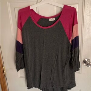 Women’s Colorblock Women's Top - Pink, Gray, and Navy Blue